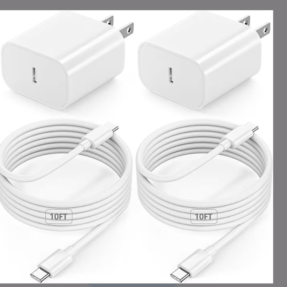 2 Sunrson 20W USB-C Fast Charger with 10ft Cable